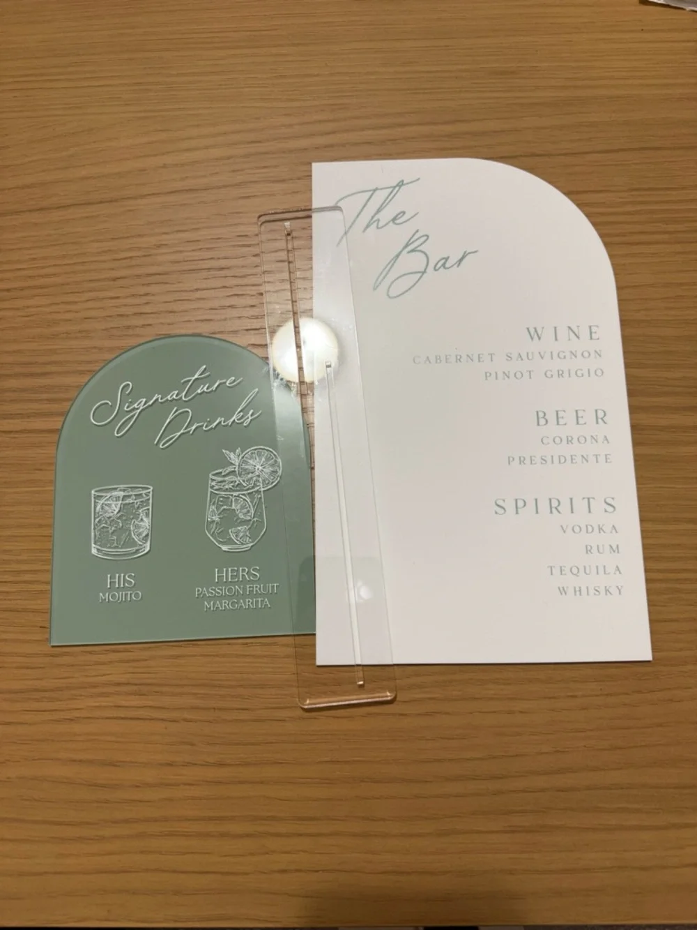 Signature Drinks Bar Menu Signs - Sage Green & White